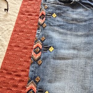 Embroidered Blue Jeans Driftwood